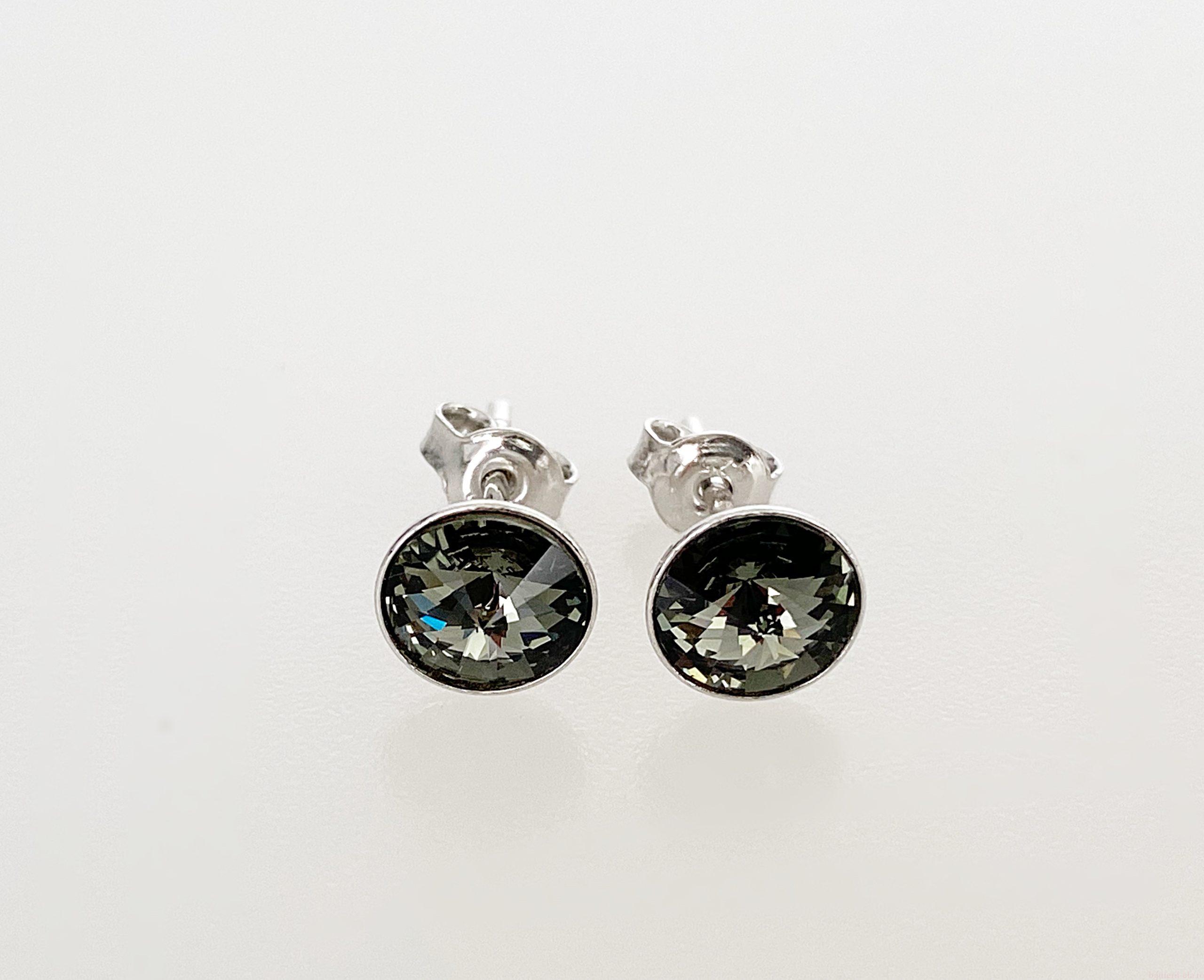 IMG_4800 Cercei din argint 925 rodiat, marcat, cu Swarovski, model Rivoli, culoare Black Diamond poza 1