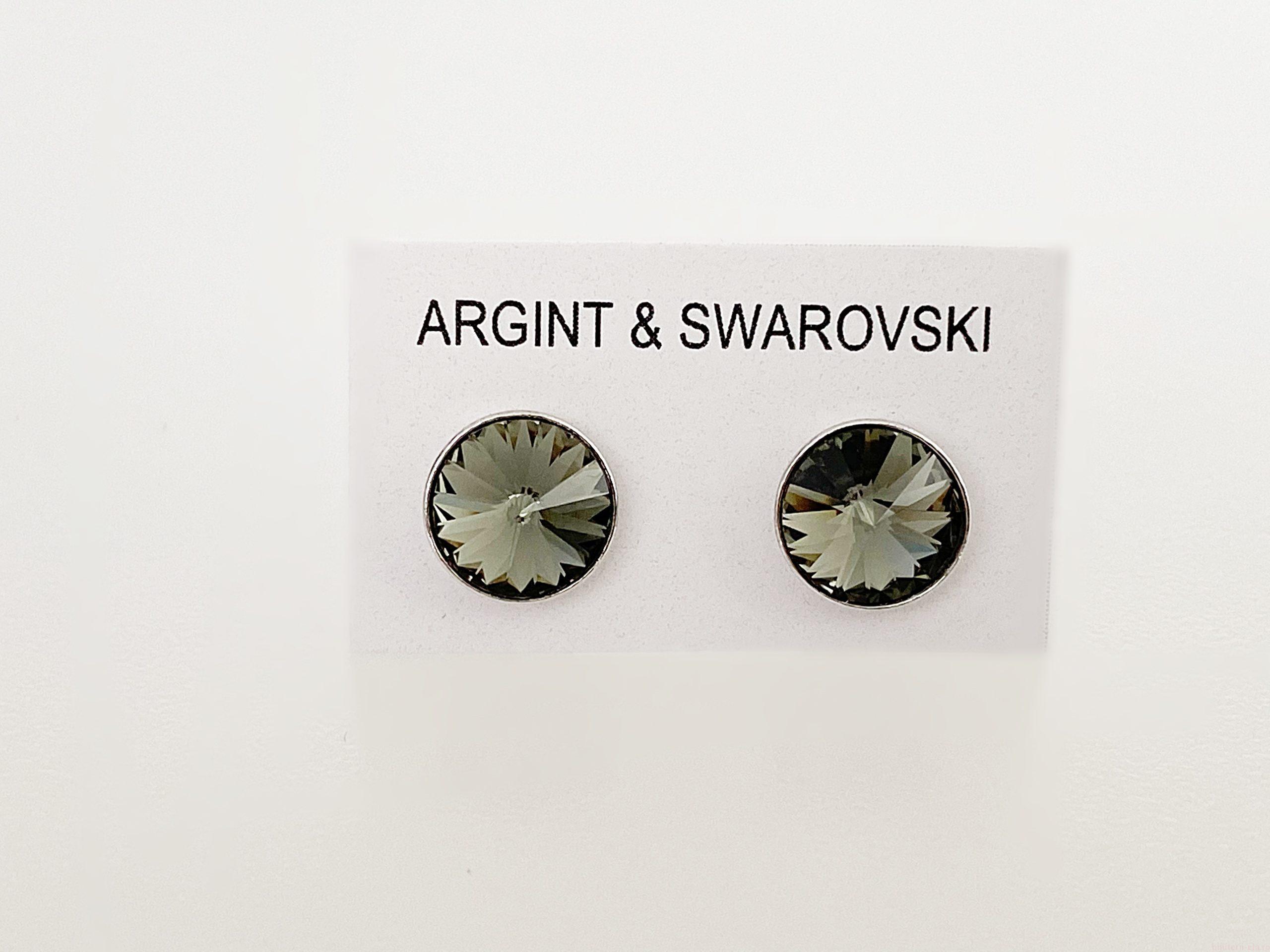IMG_4801 Cercei din argint 925 rodiat, marcat, cu Swarovski, model Rivoli, culoare Black Diamond poza 2