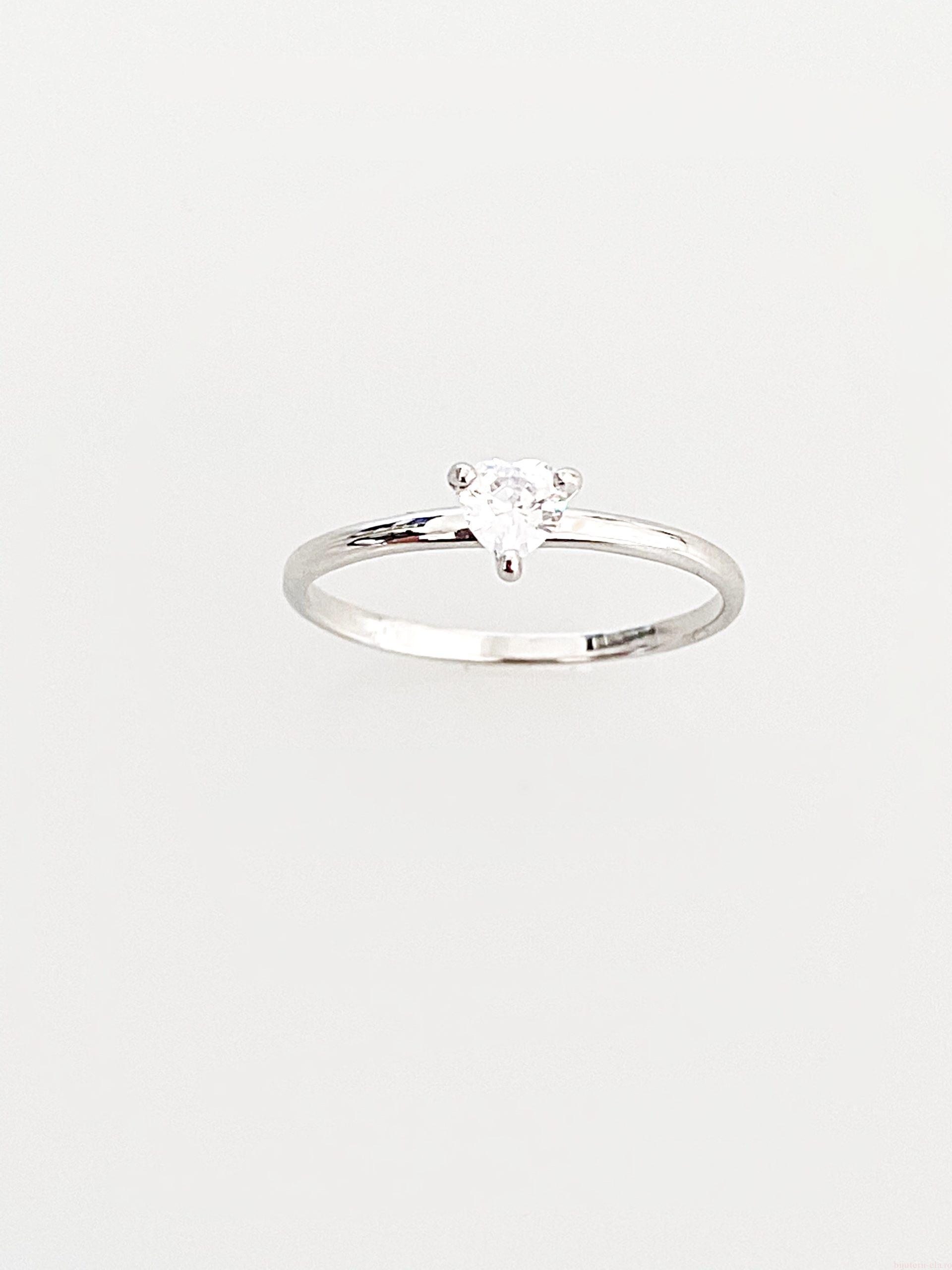 IMG_4950 Inel din Argint 925 marcat, cu Swarovski, model Inimioara, culoare Crystal, marime cristal 4 mm poza 2