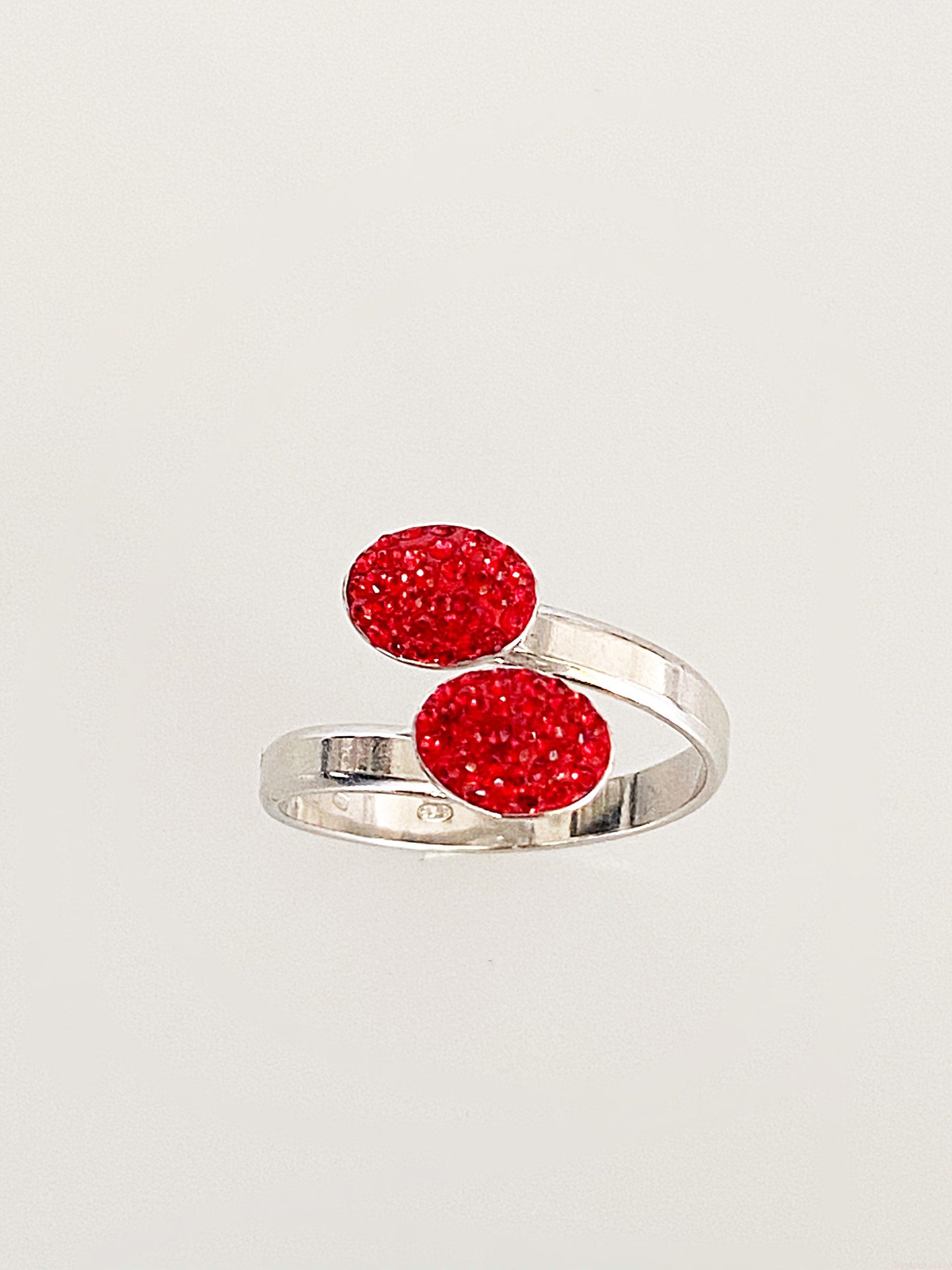 IMG_5075 Inel din Argint 925 marcat si Swarovski, model Oval Pave, culoare Light Siam poza 2