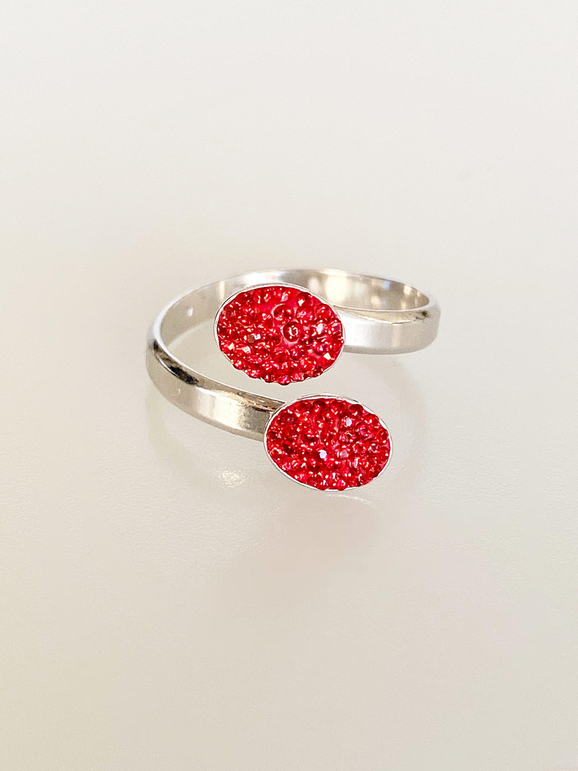IMG_5076 Inel din Argint 925 marcat si Swarovski, model Oval Pave, culoare Light Siam poza 1