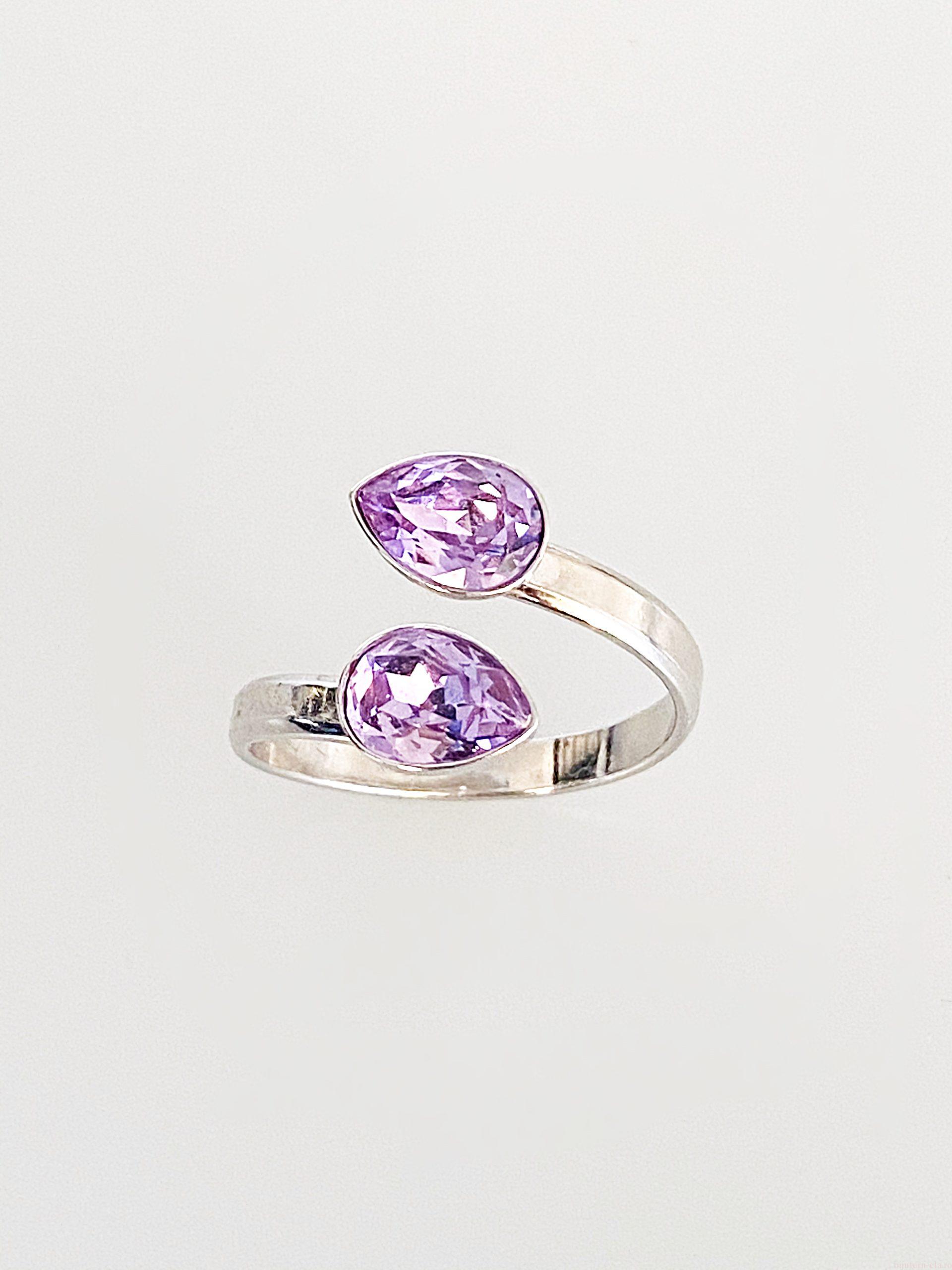 IMG_5077 Inel din Argint 925 marcat si Swarovski, model Picatura, culoare Violet. poza 2