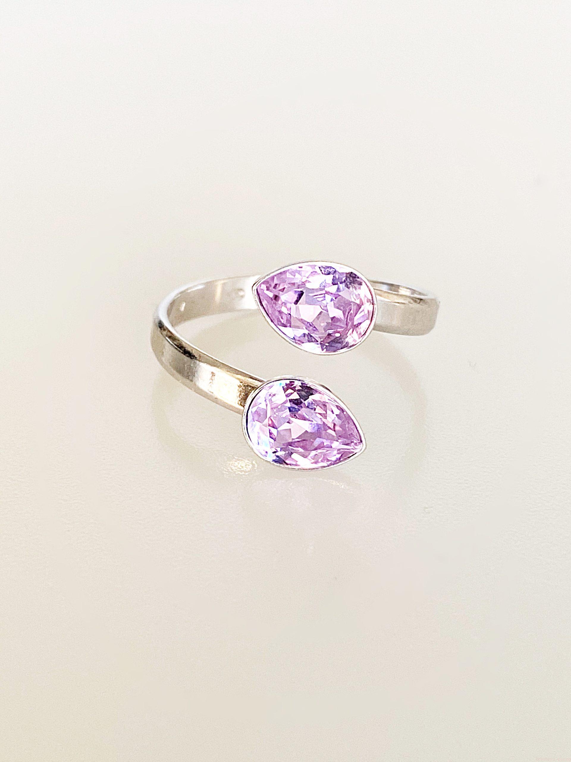 IMG_5078 Inel din Argint 925 marcat si Swarovski, model Picatura, culoare Violet poza 1