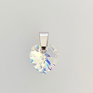 Pandantiv cu Swarovski, model Inima, culoare Aurore Boreale, dimensiune cristal 10 mm.