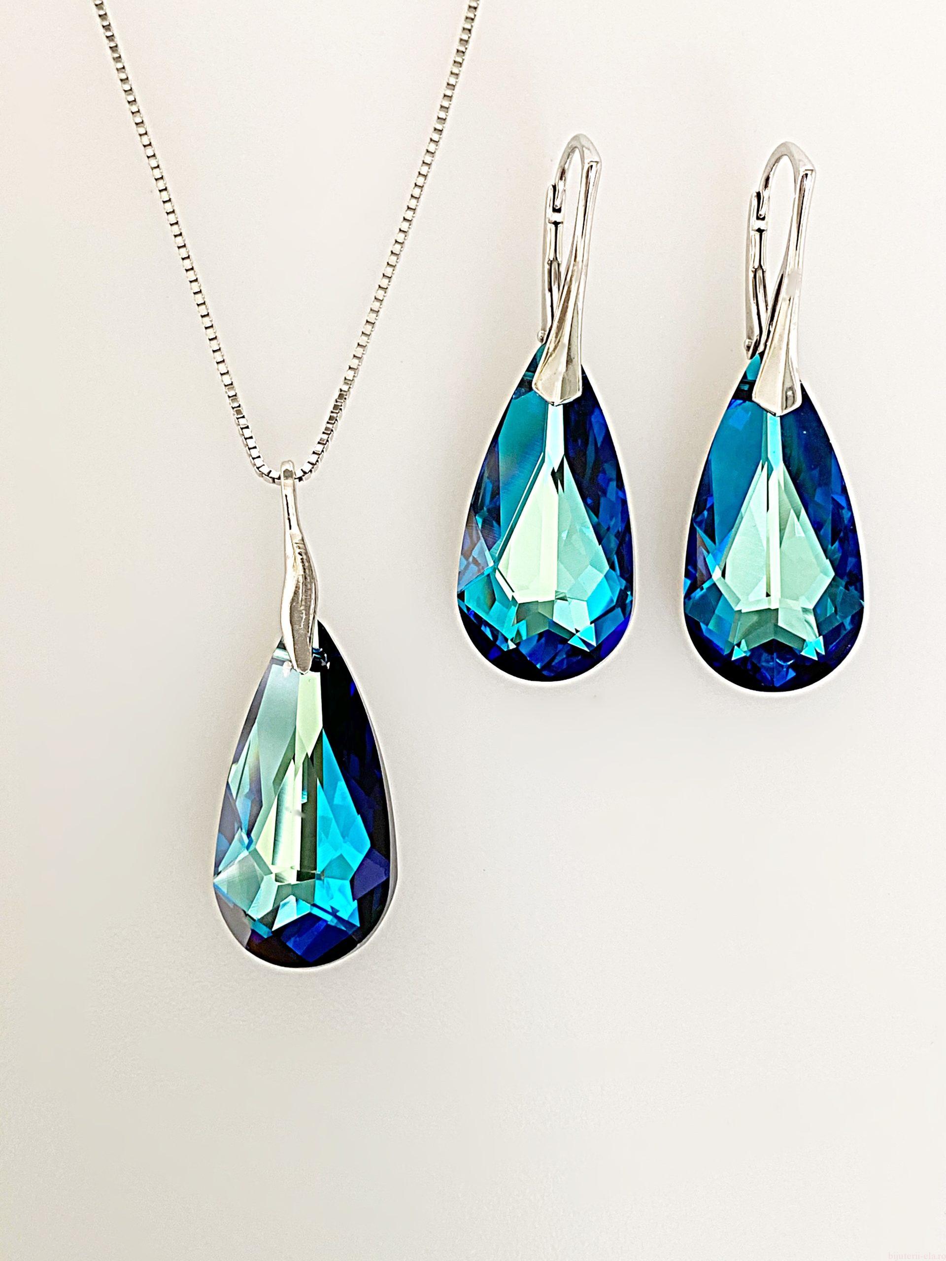 IMG_5681 et din argint cu Swarovski Lacrima Bermuda Blue