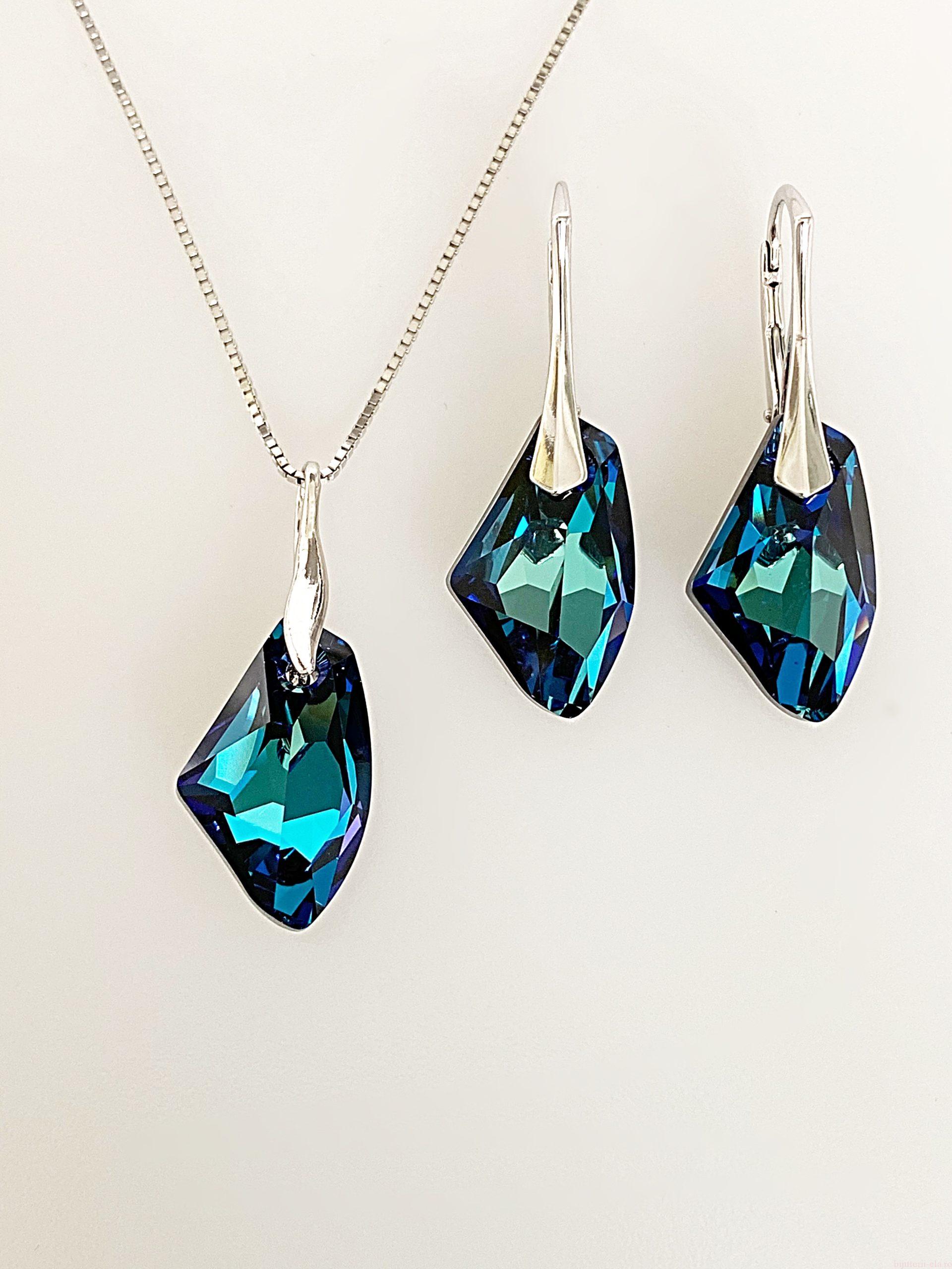 IMG_5710 Set din argint cu Swarovski Galactic Vertical Bermuda Blue