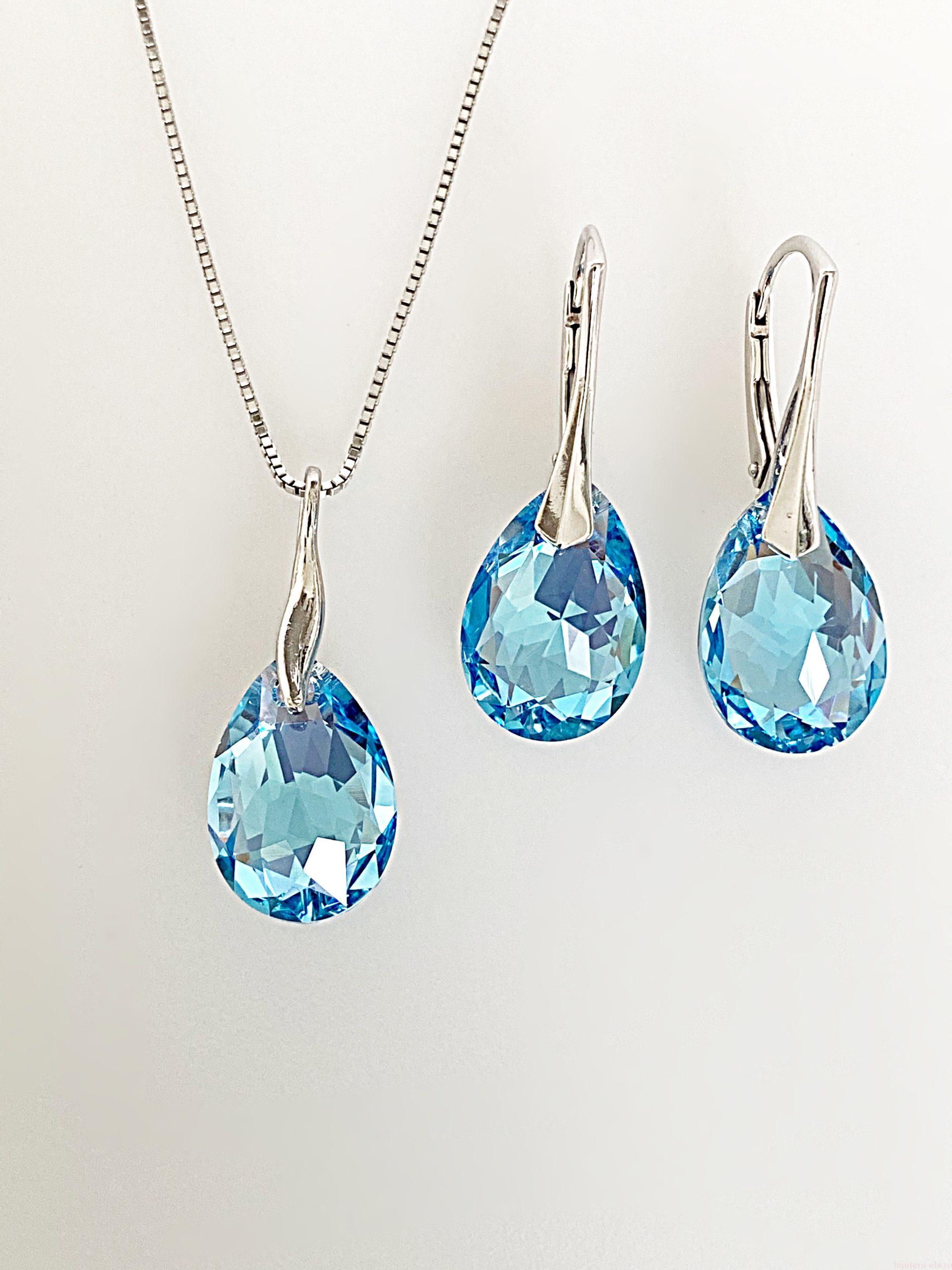IMG_5731 Set din argint cu Swarovski Picatura Noua Aquamarine Shimmer