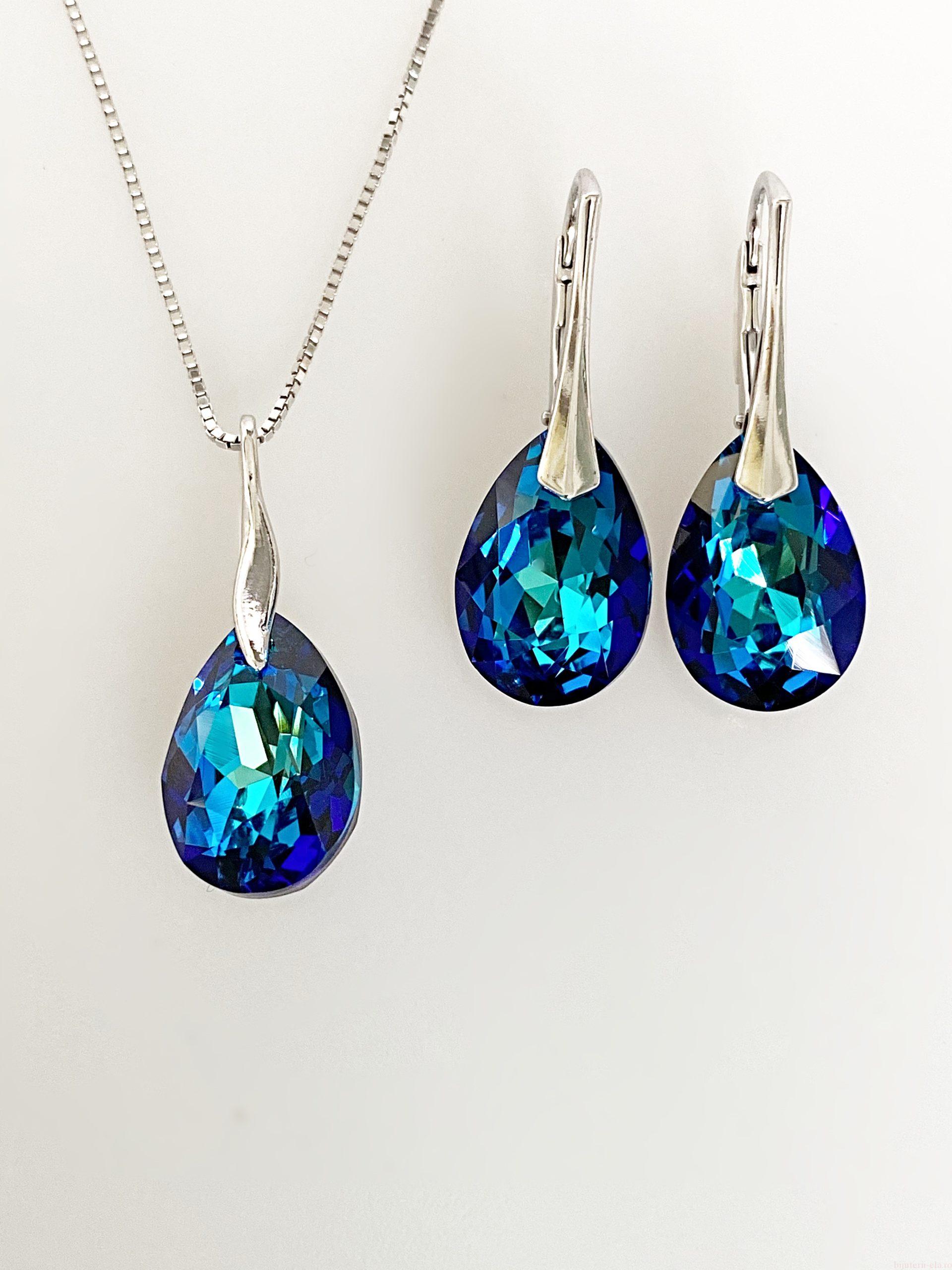 IMG_5734 Set din argint cu Swarovski Picatura Noua Bermuda Blue