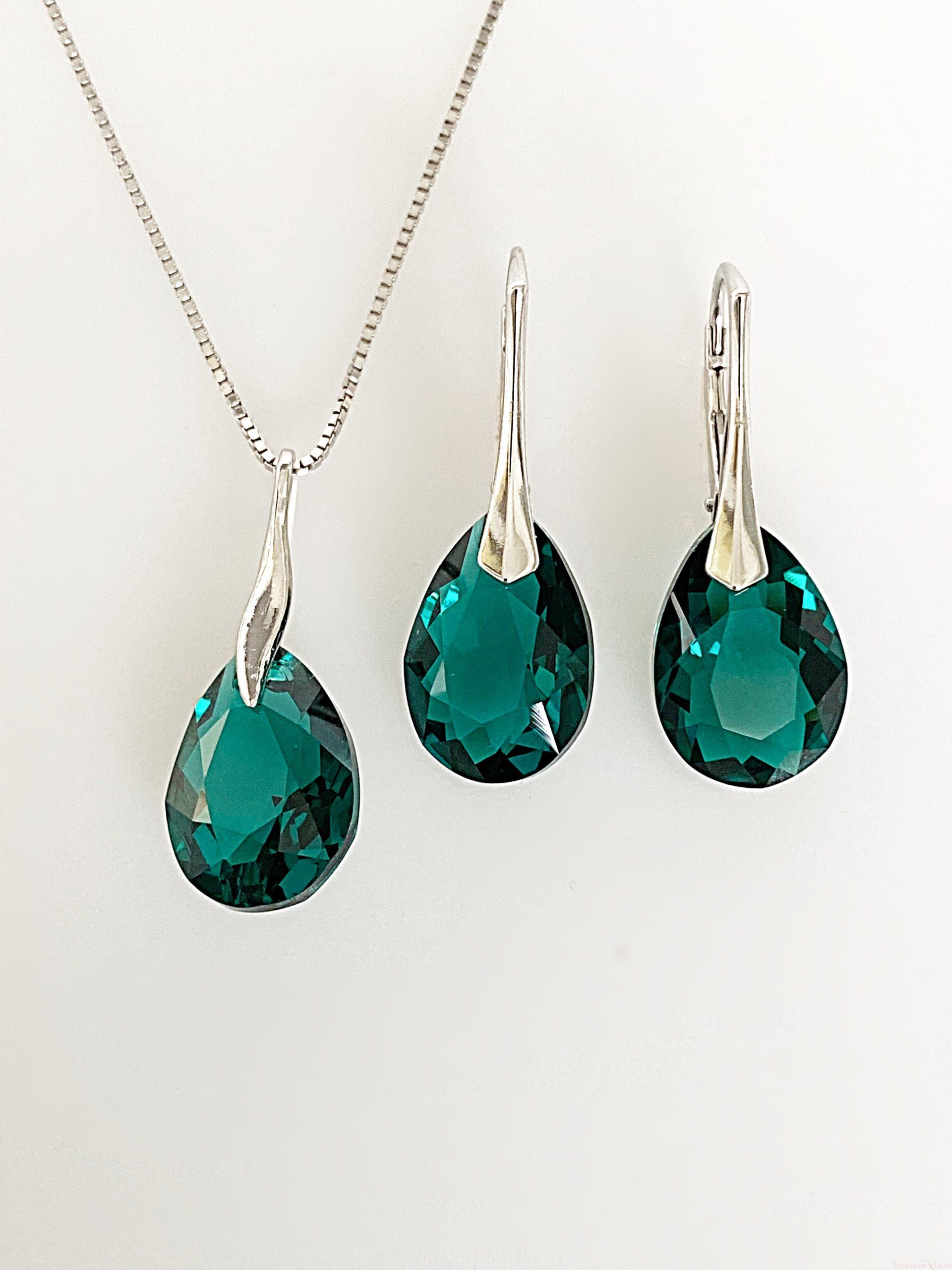 IMG_5741 Set din argint cu Swarovski Picatura Noua Emerald